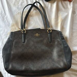 Large brown and black COACH bag